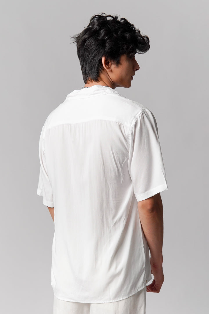 Linen Cuban Shirt - White - FA