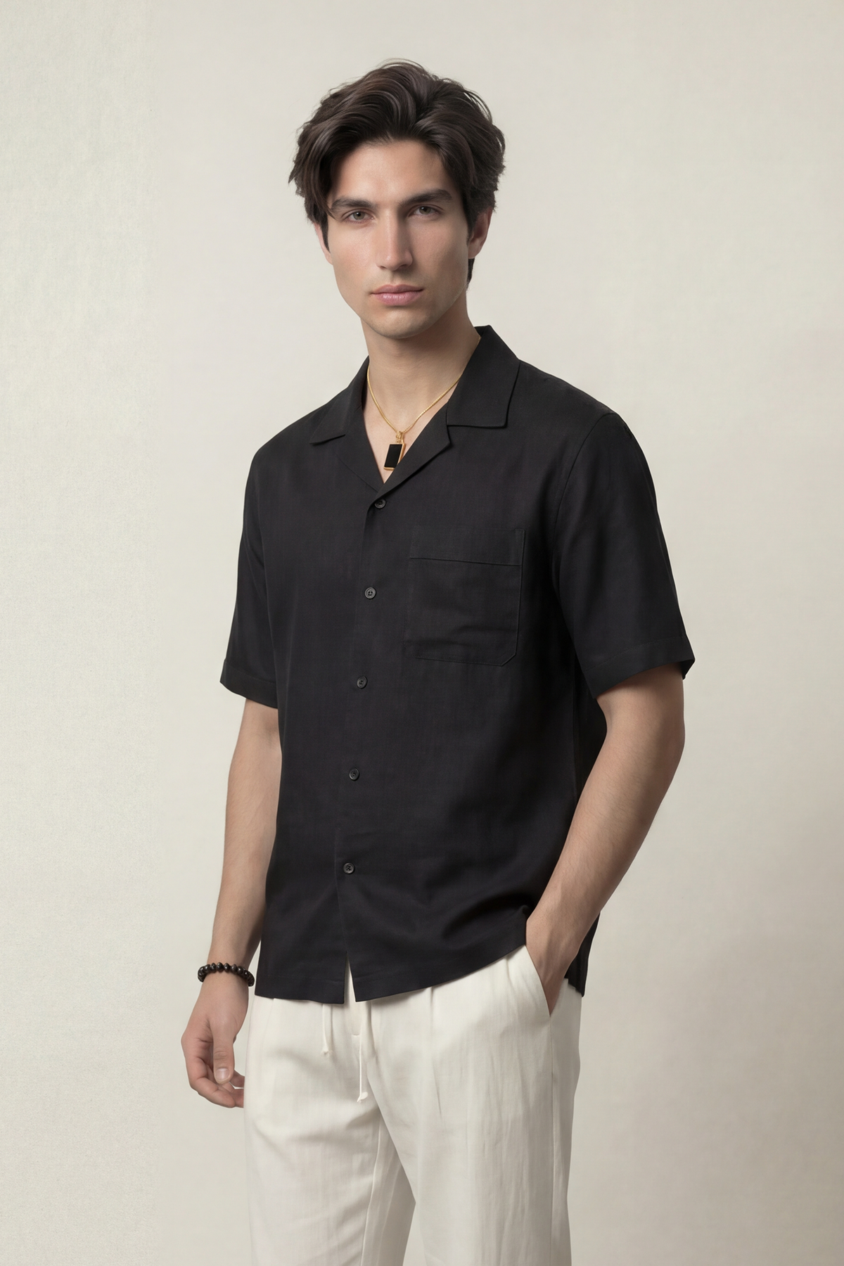 Oversized Cuban Shirt - Black