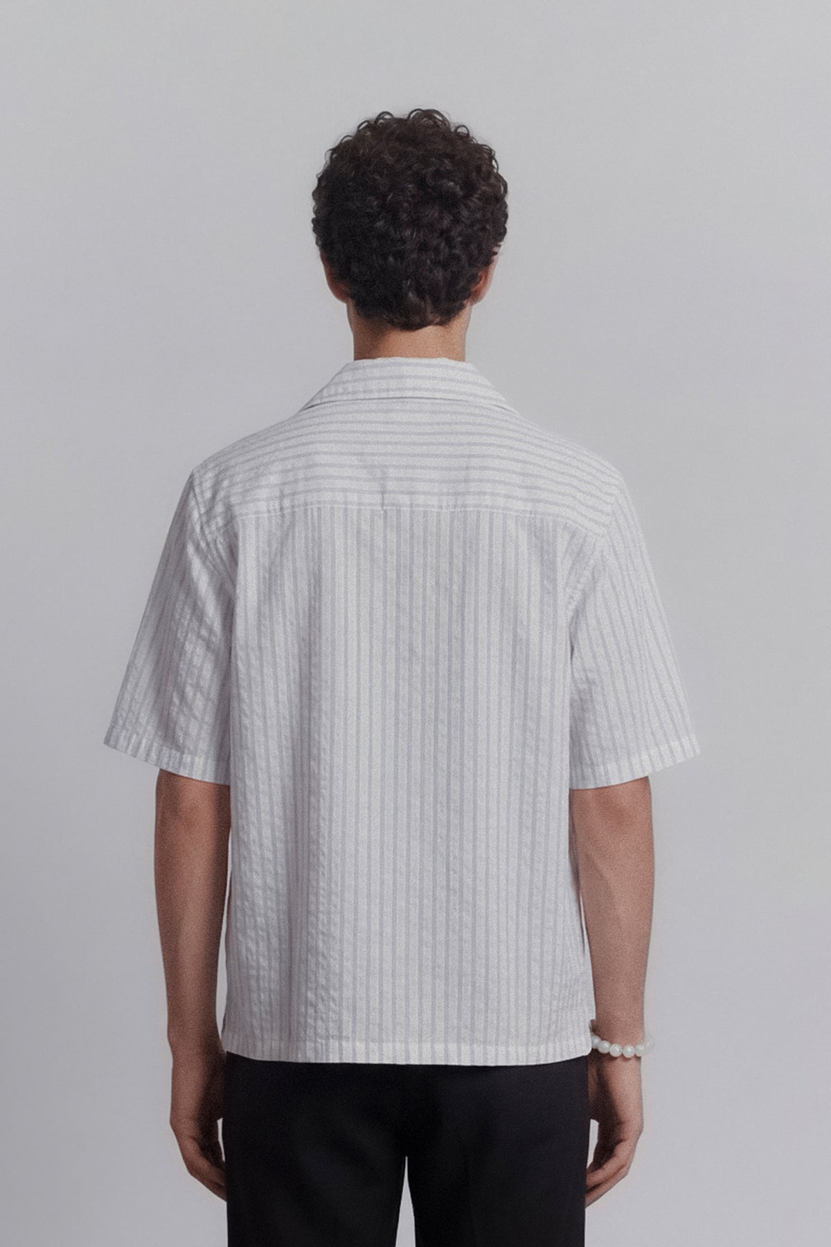 Seersucker Half Sleeves Shirt - White
