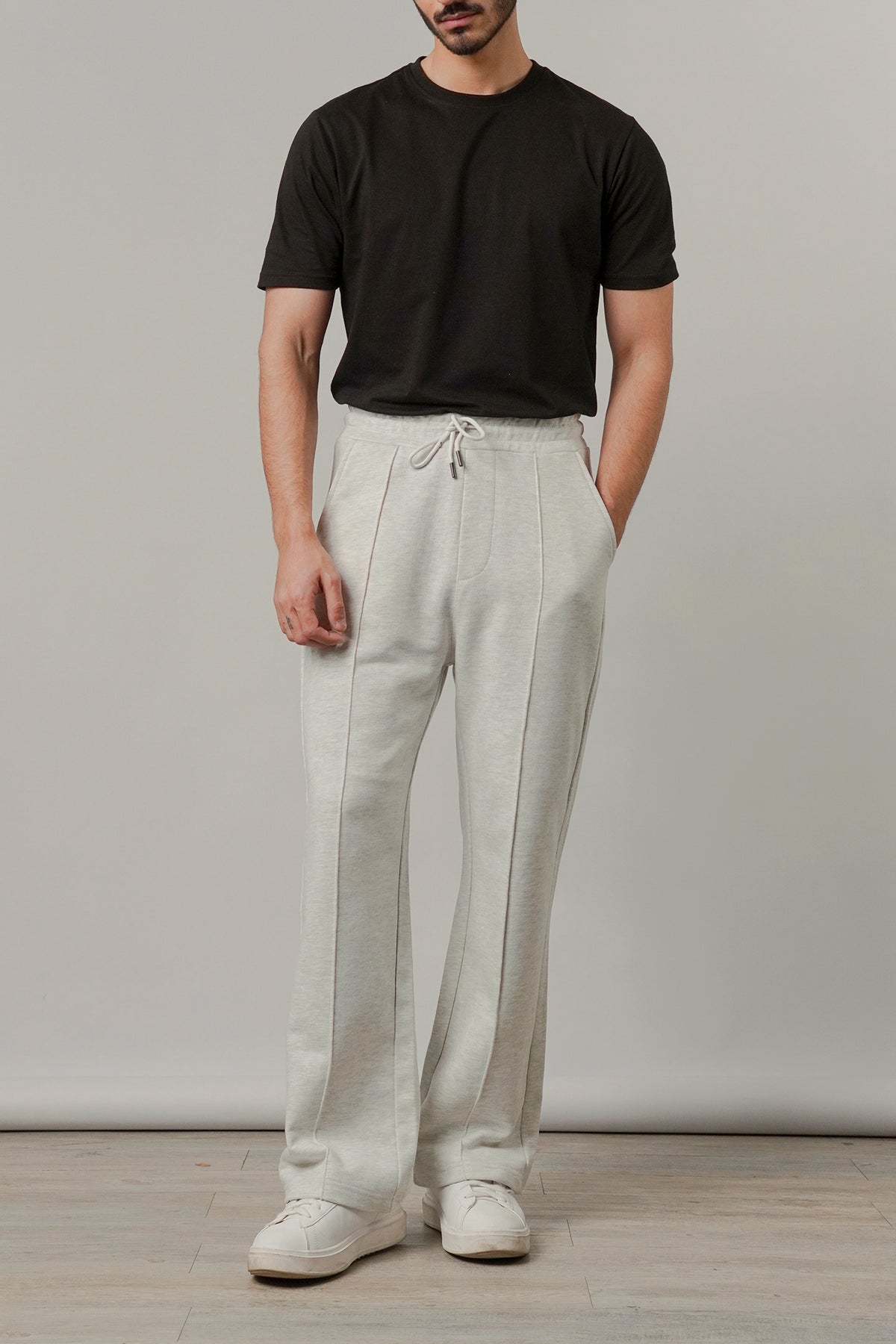 Pintex Jogger Pants - Light Grey - FA