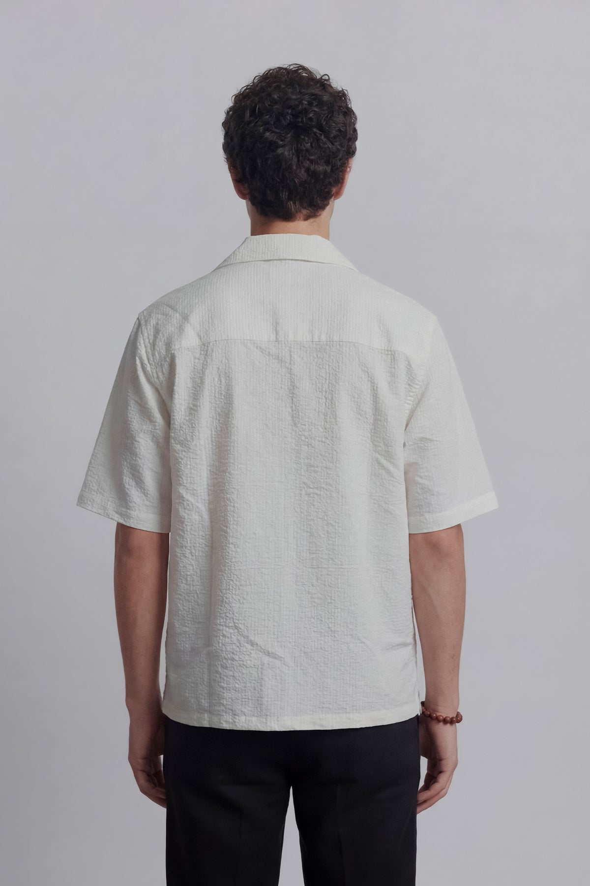 Seersucker Half Sleeves Shirt - Ivory