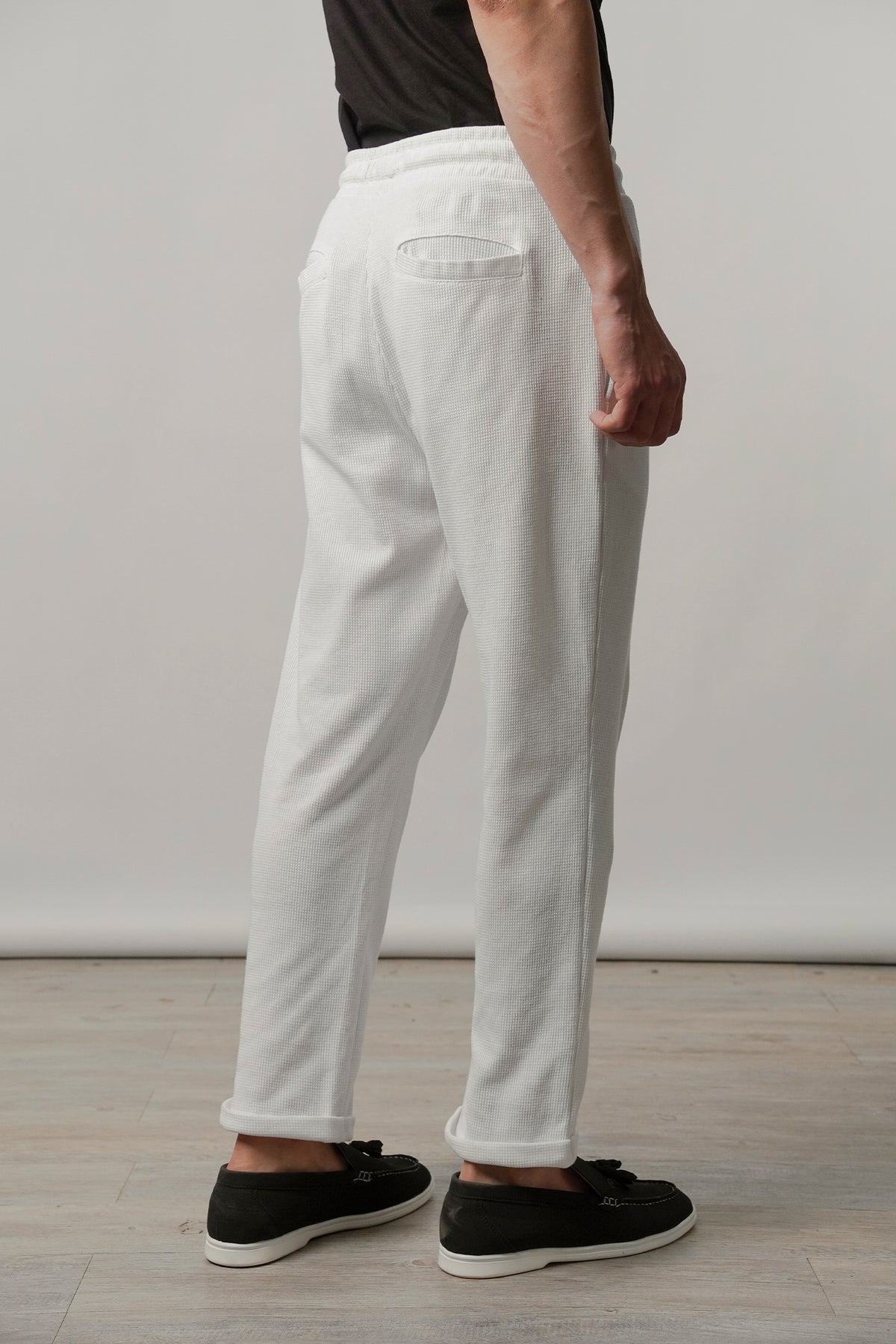Folded Hem Jogger Pants - White