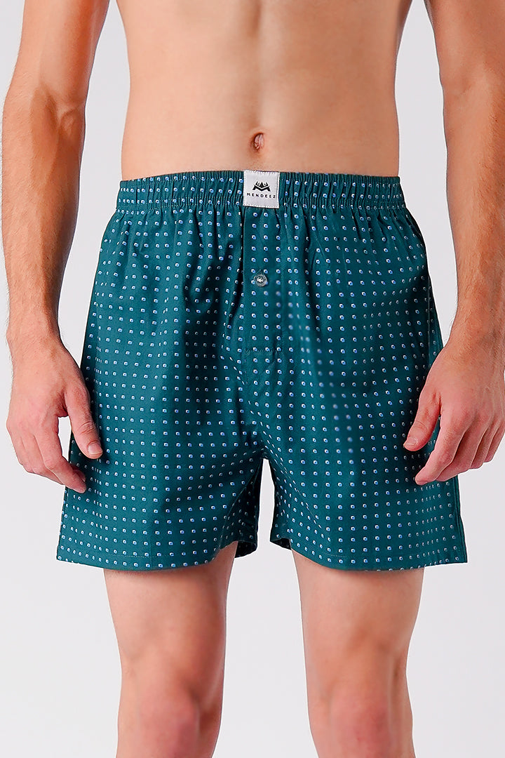 Printed Woven Boxer Shorts - Emerald Green