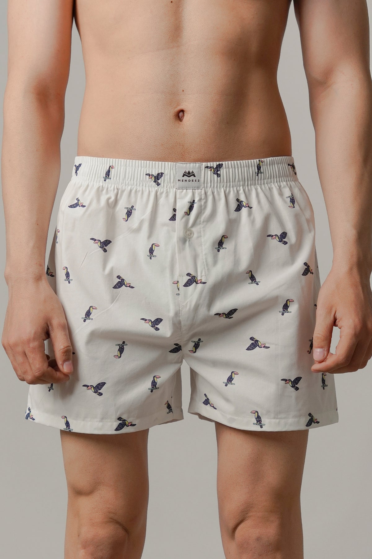Printed Woven Boxer Shorts - White - FA