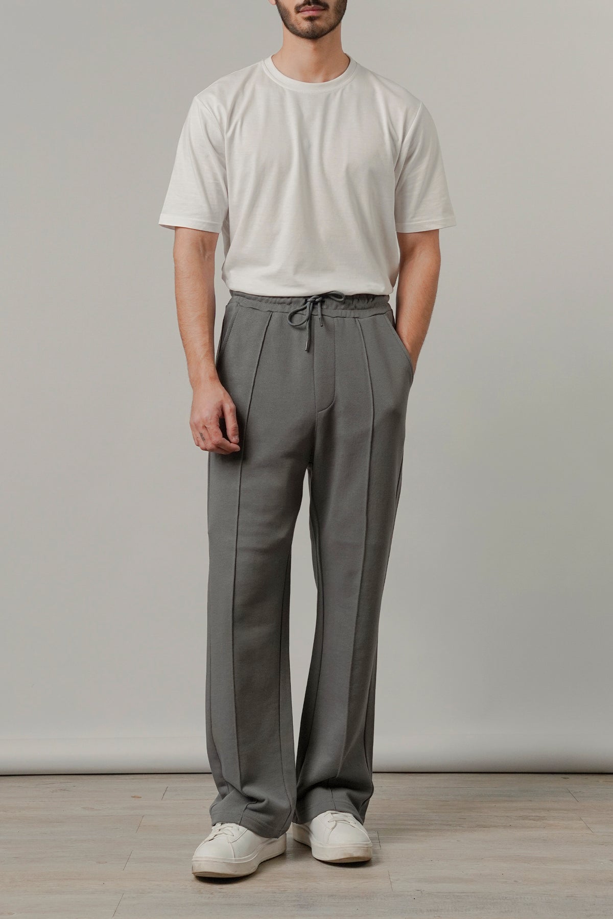 Pintex Jogger Pants - Grey