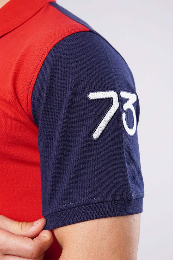 Sports Polo Shirt - Red & Blue - FA