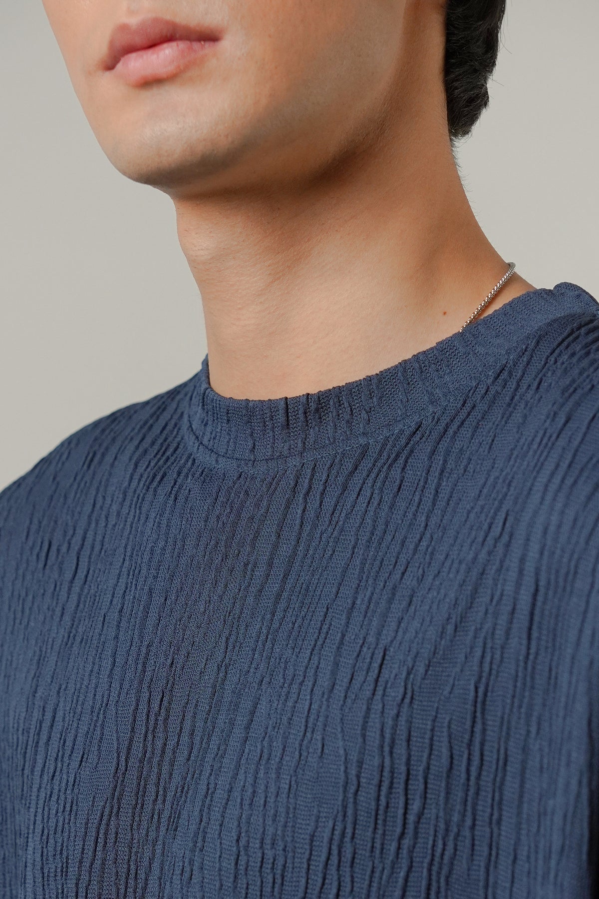 Oversized Textured Tee - Deep Blue alternate view