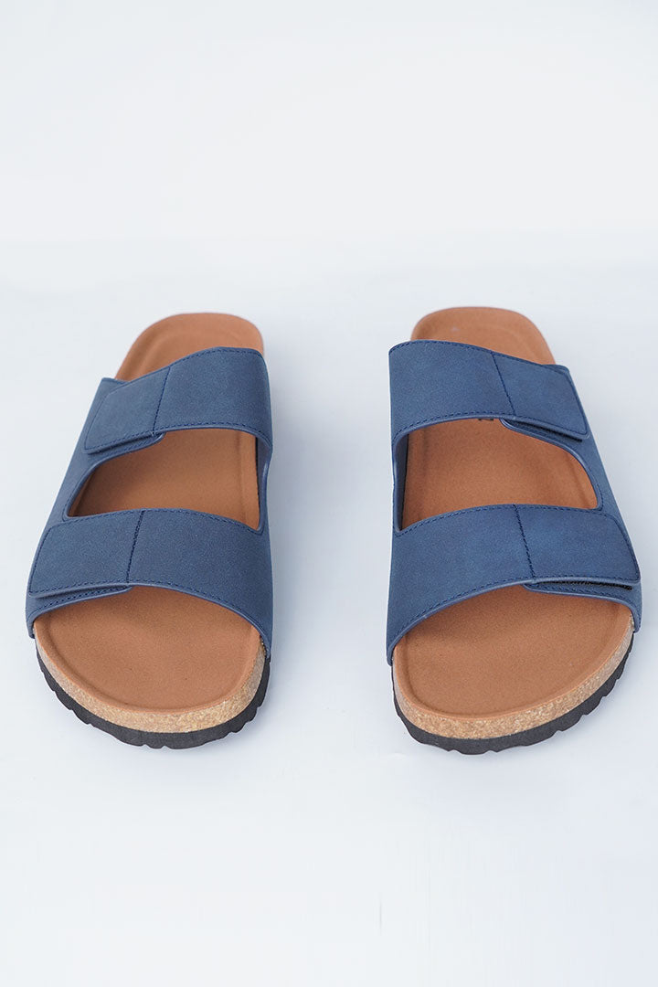 Two-Strap Velcro Slides - Navy Blue alternate view