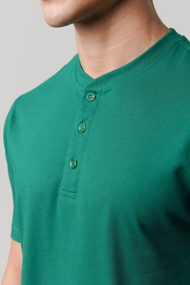 Regular Fit Henley T-Shirt - Green alternate view