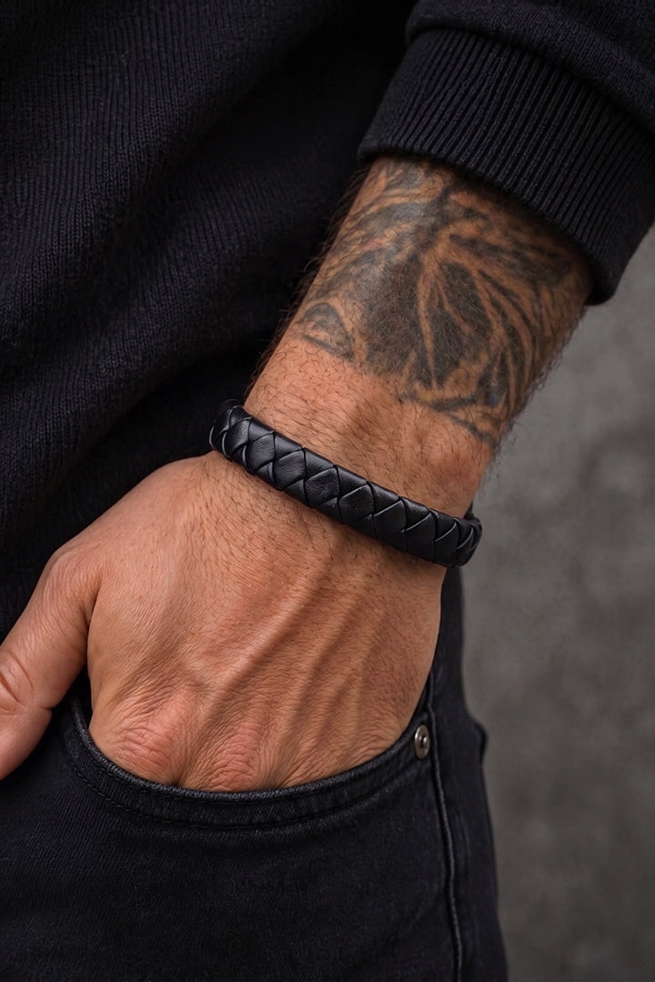 Classic Black Braided Bracelet alternate view