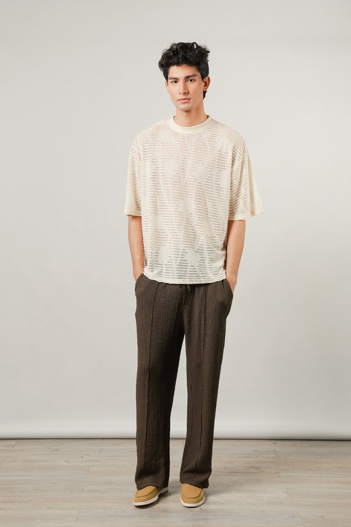 Oversized Mesh Tee - Cream