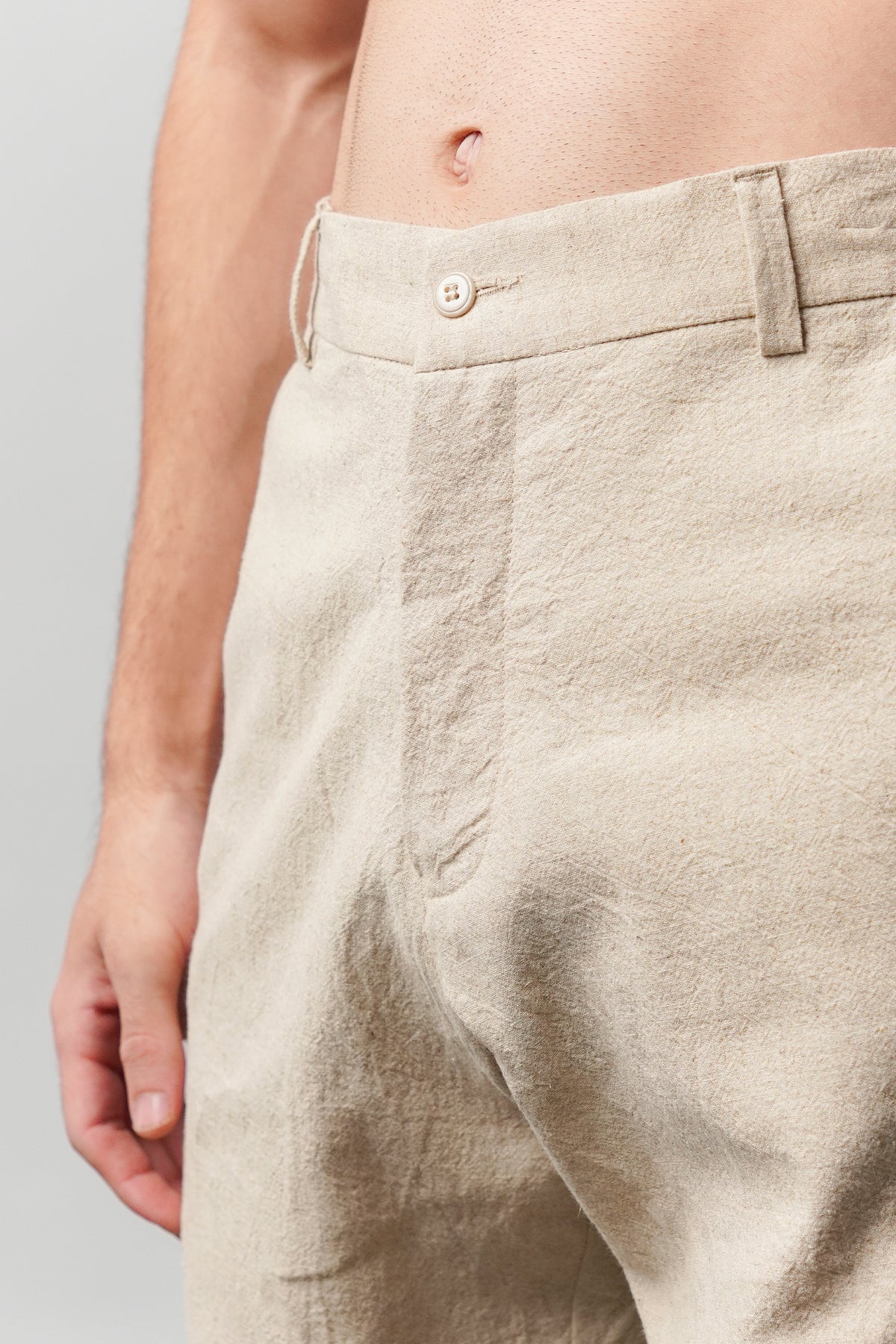 Straight Fit Linen Pants - Beige alternate view