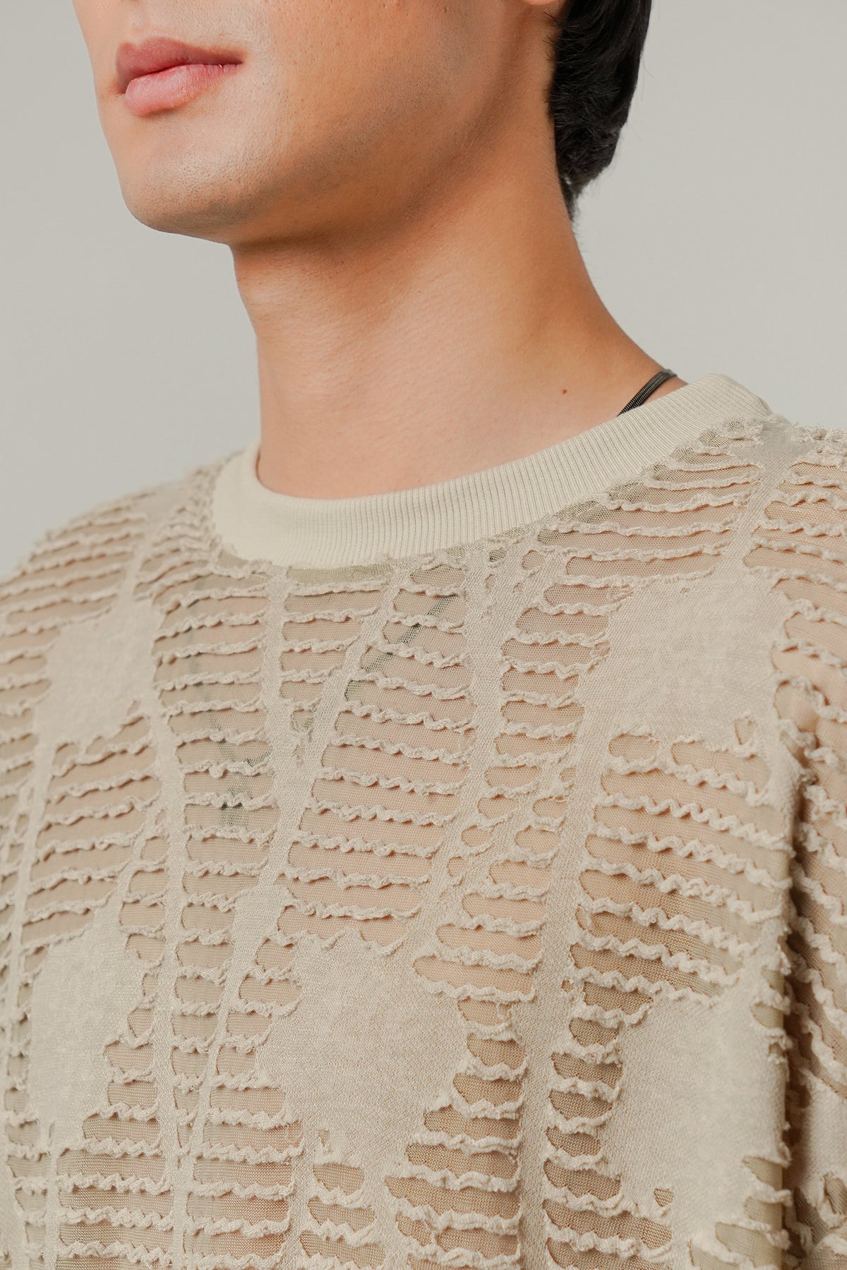Oversized Mesh Tee - Taupe alternate view