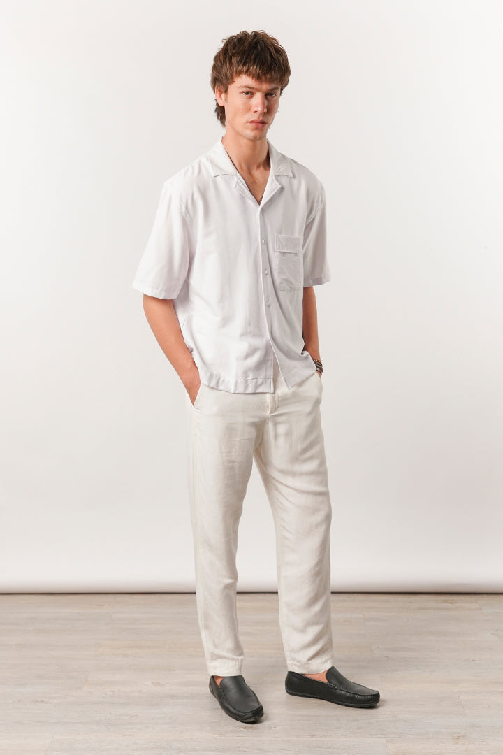 Box Fit Cuban Shirt - White - FA