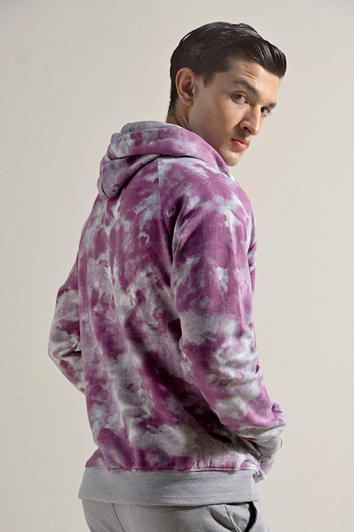 Tie & Dye Half Zipper Hoodie - Dusty Pink