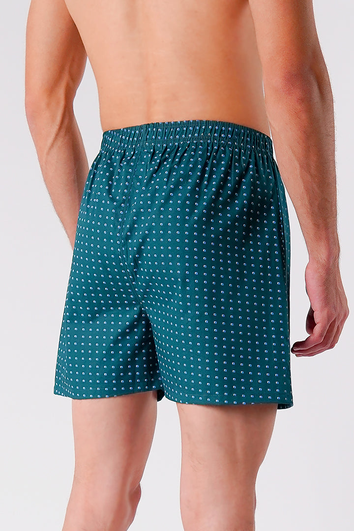 Printed Woven Boxer Shorts - Emerald Green alternate view