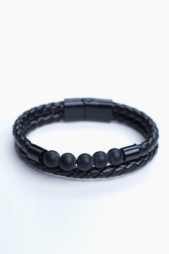 Double-Layer Braided and Matte Bead Bracelet