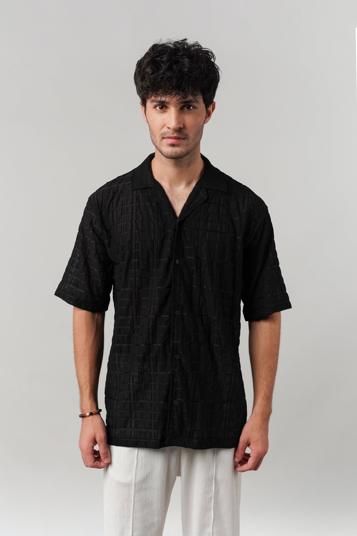 Knitted Cuban Shirt - Black