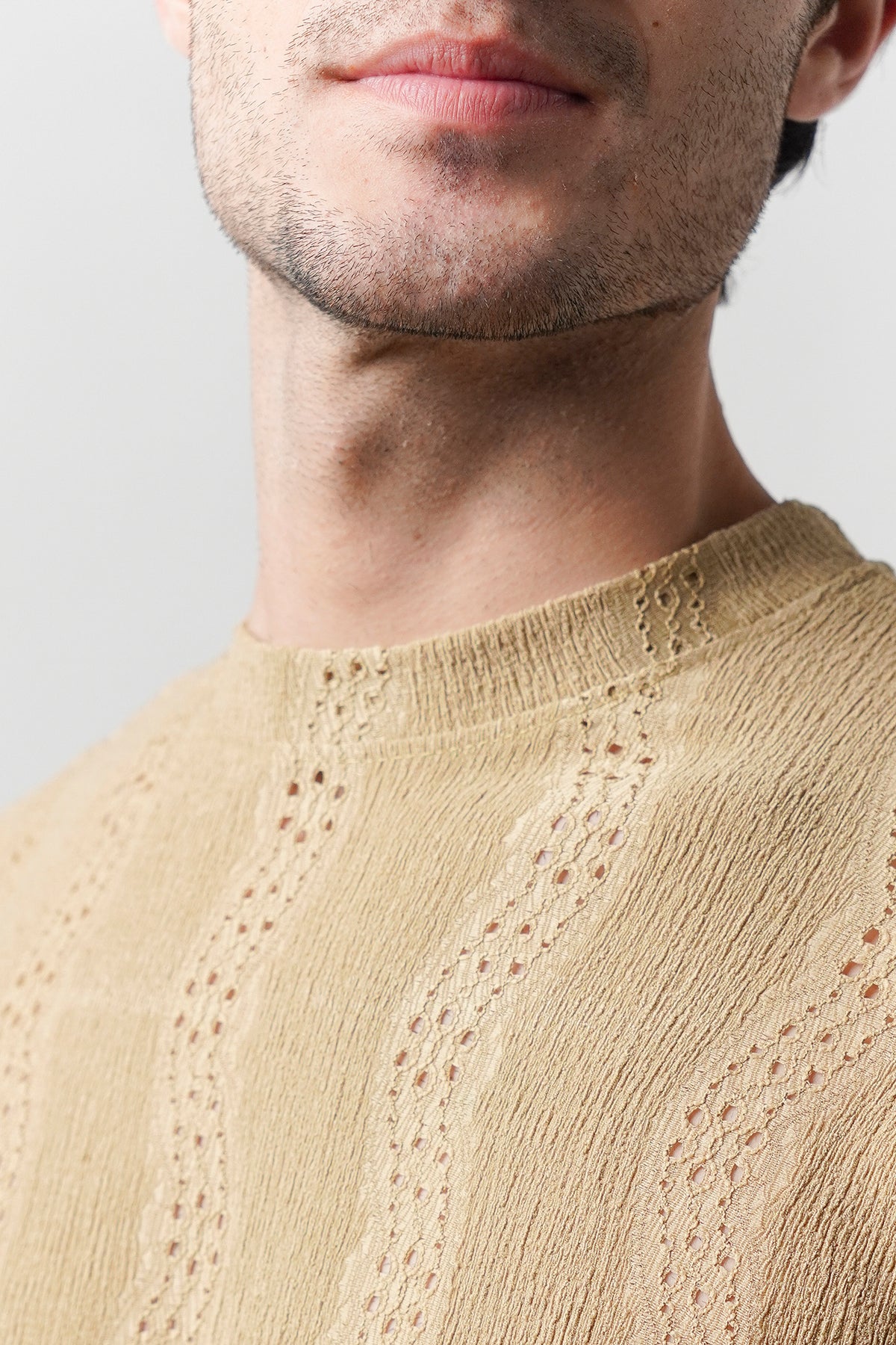 Textured Oversized T-Shirt - Sand Brown alternate view
