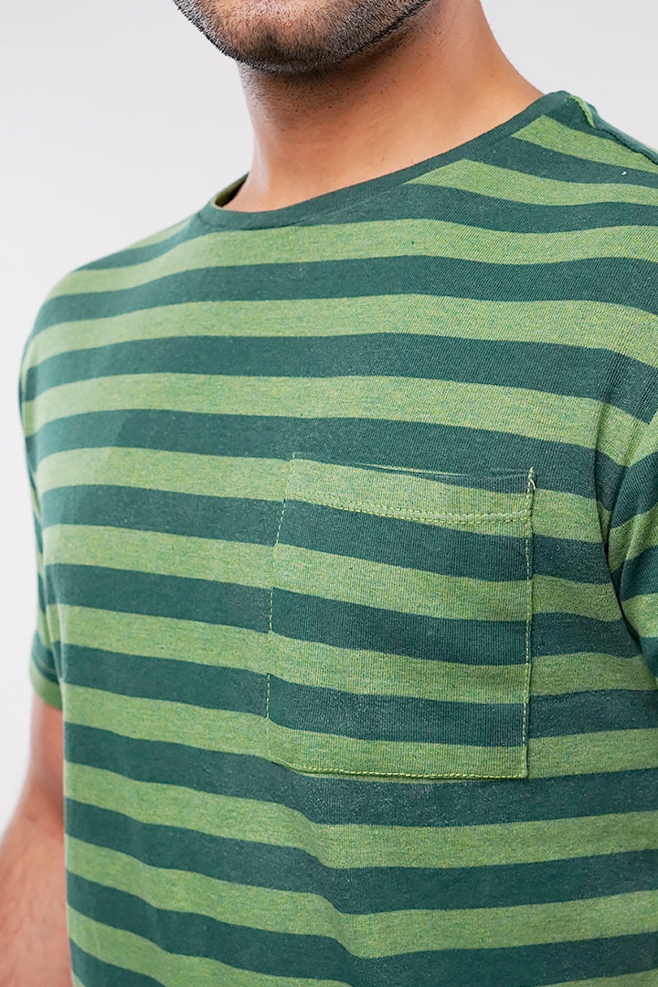 Striped Pocket T-Shirt - Green alternate view