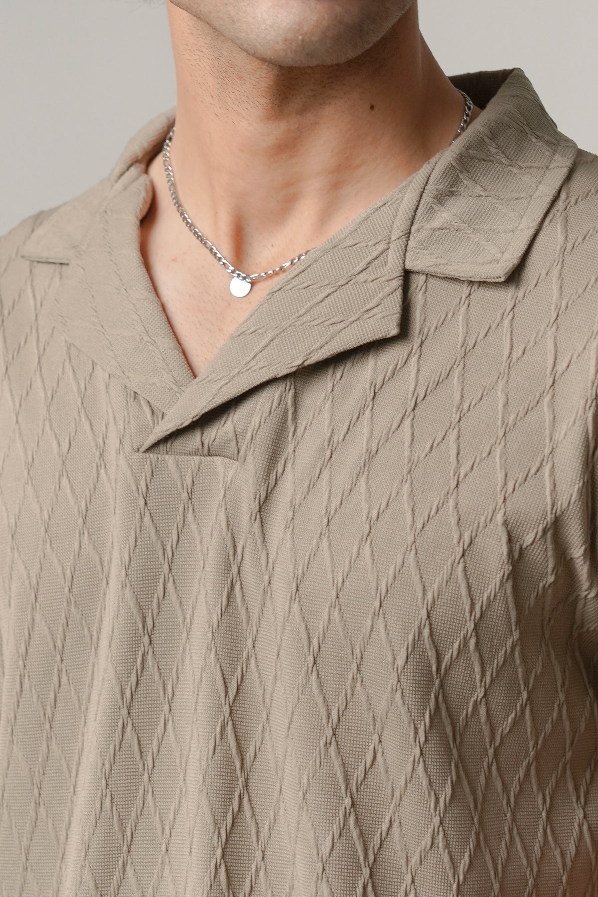 Cuban Collar Polo - Beige - FA alternate view