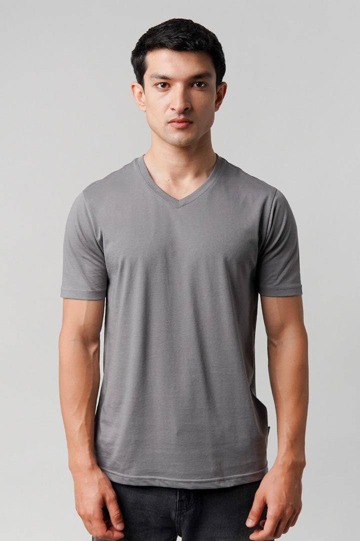 Regular Fit V-Neck T-Shirt - Grey