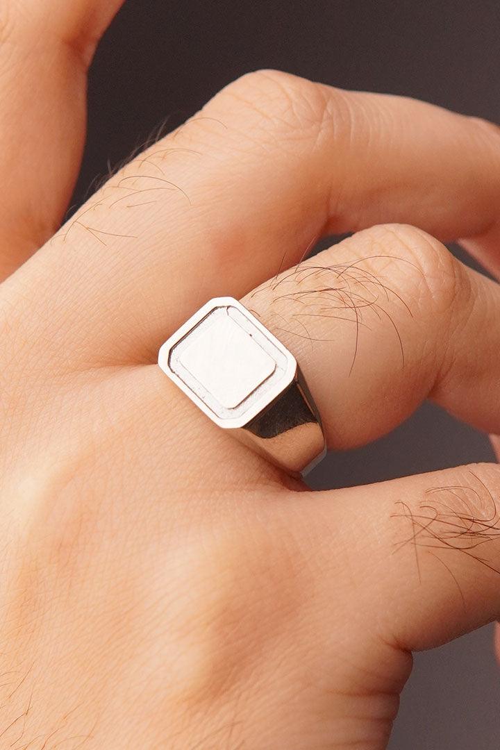 Rectangle Signet Ring - Silver alternate view