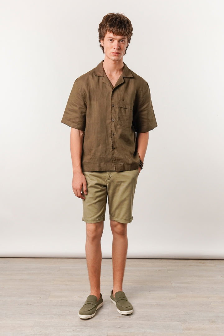 Box Fit Cuban Shirt - Olive Green - FA
