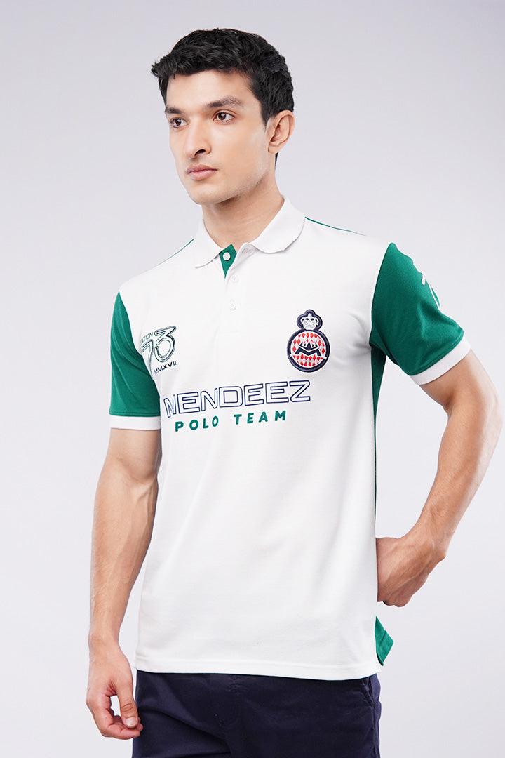 Sports Polo Shirt - White & Green - FA