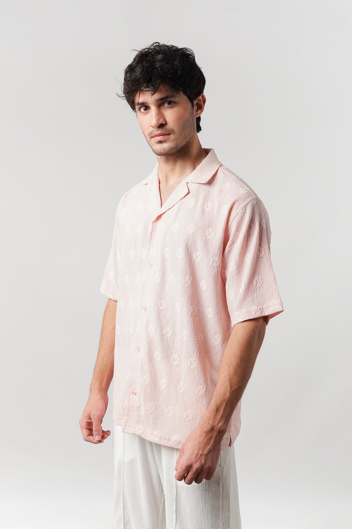 Knitted Cuban Shirt - Powder Pink