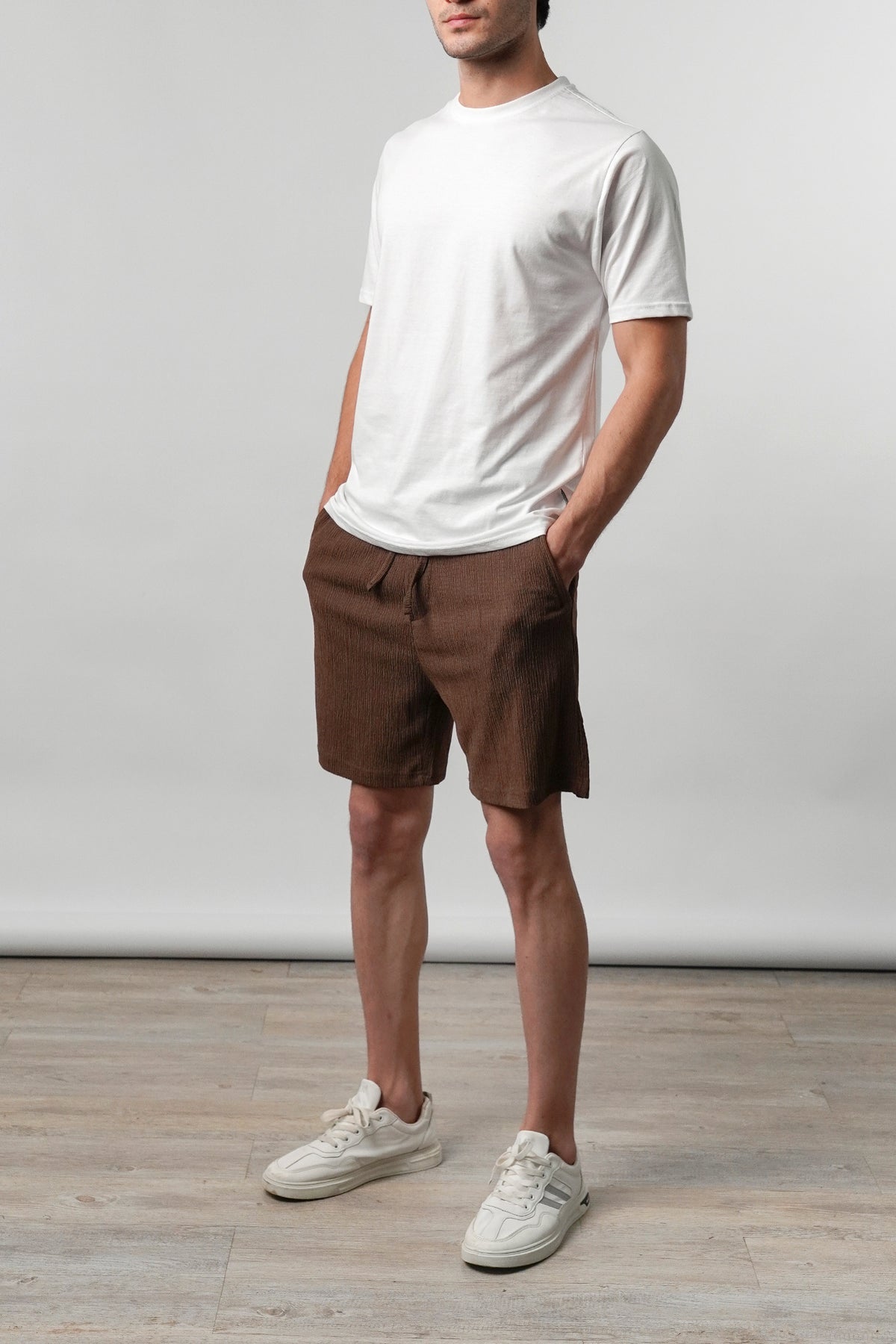 Textured Shorts - Brown
