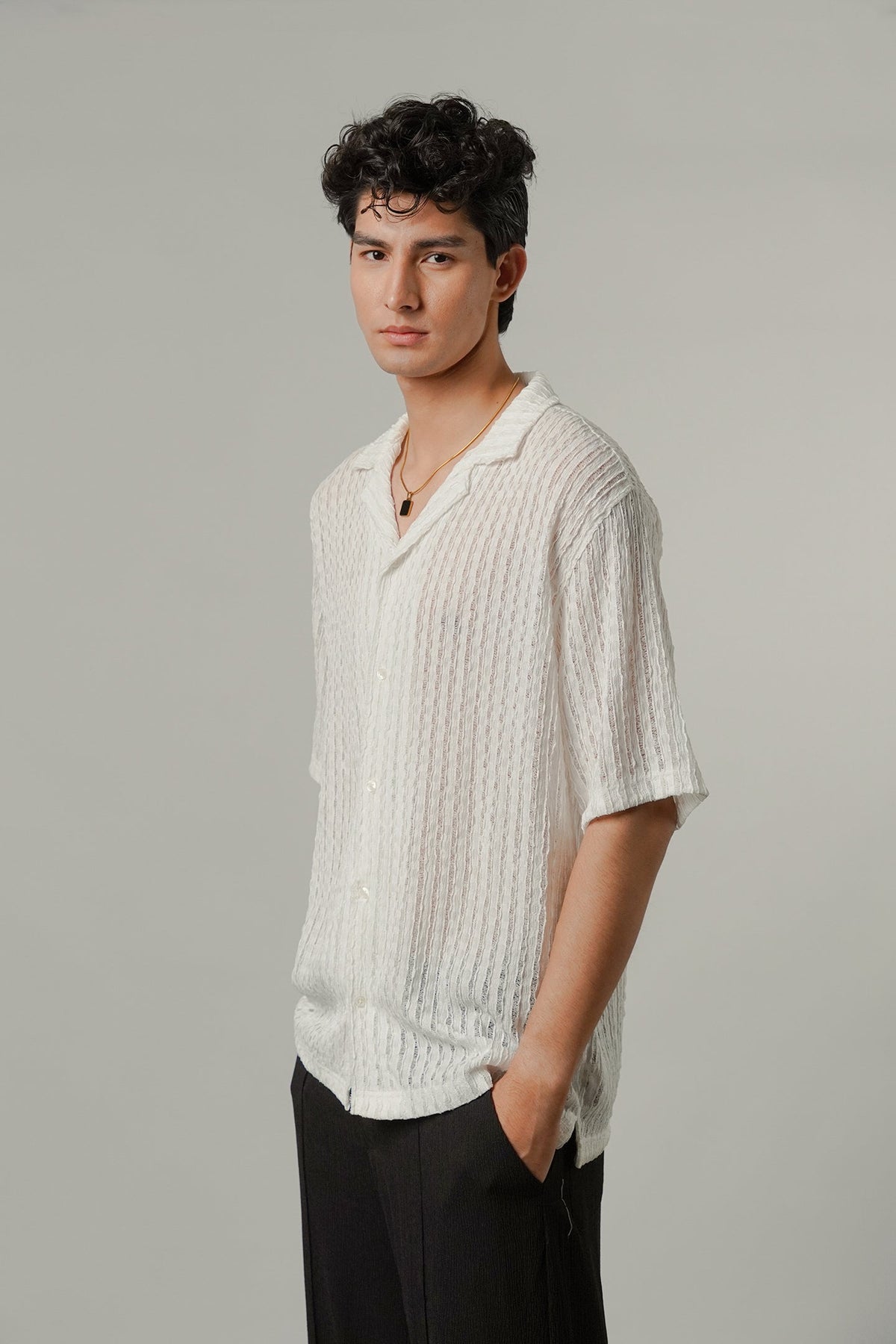 Burnout Cuban Shirt - White - FA alternate view