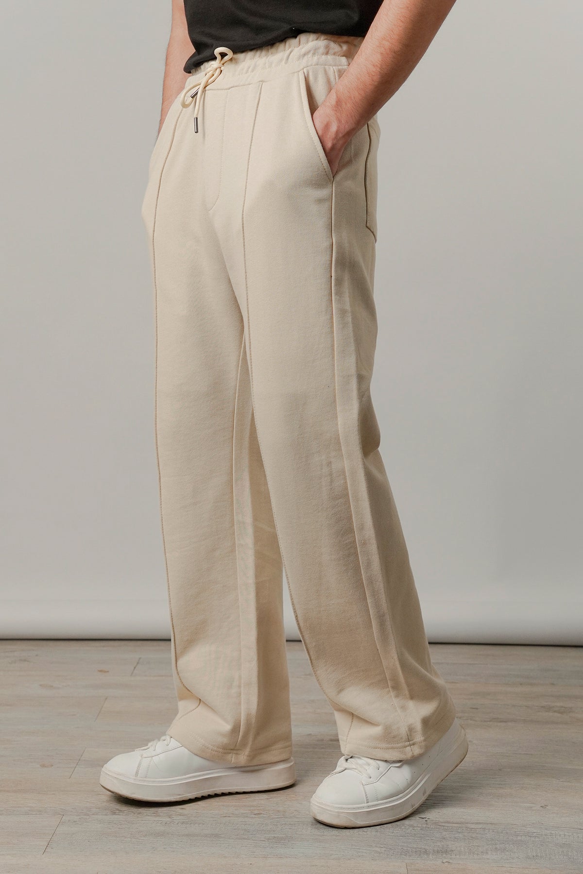 Pintex Jogger Pants - Cream