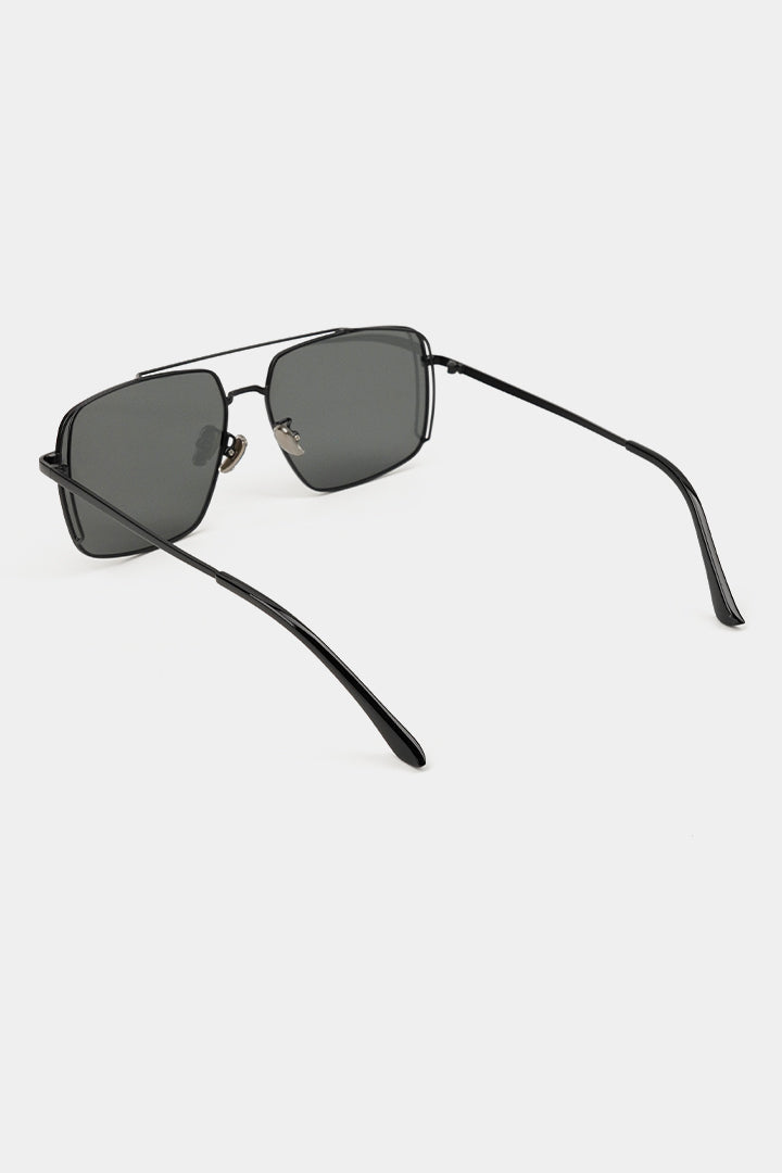 Double Bridge Square Sunglasses - Black alternate view