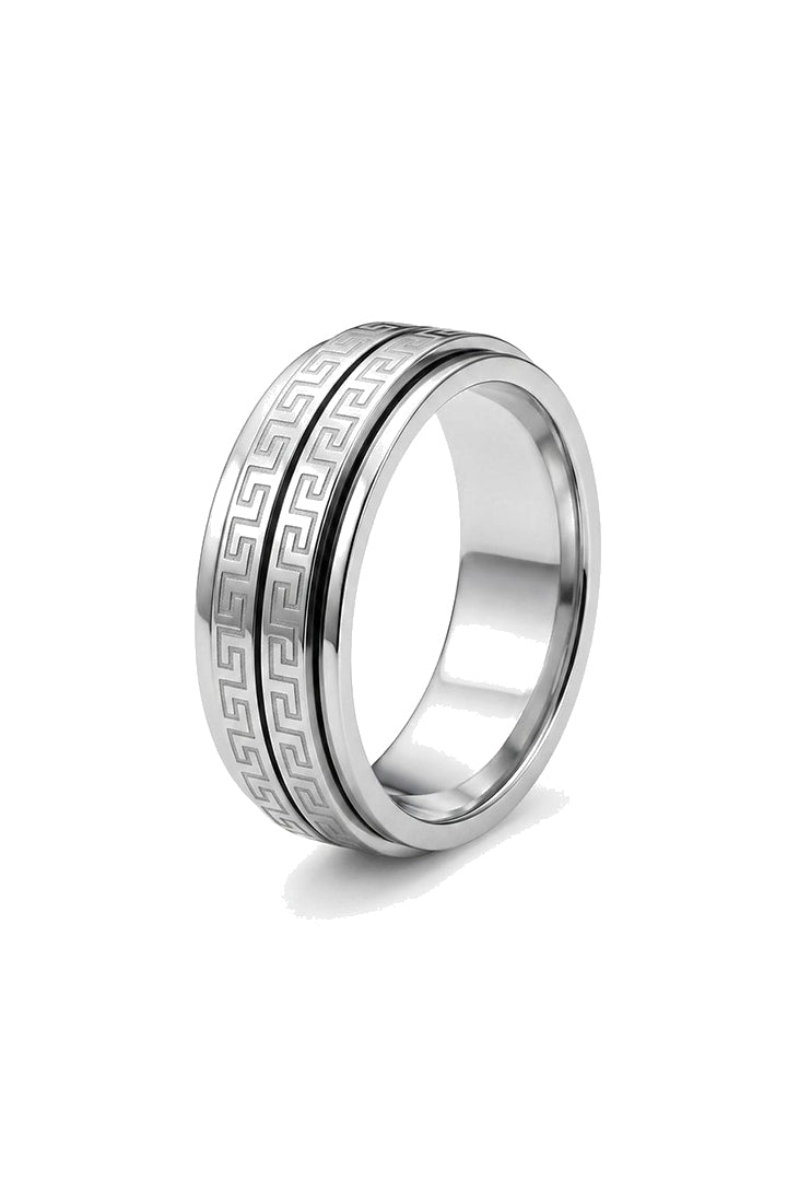Greek Fret Spinner Ring - Silver