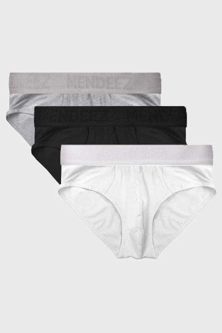 Brief - Black, White & Heather Grey Pack Of 3