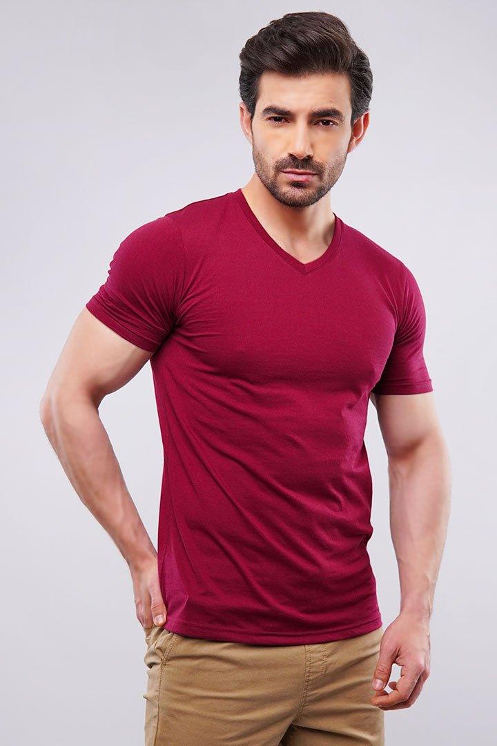 V-Neck T-Shirt - Maroon