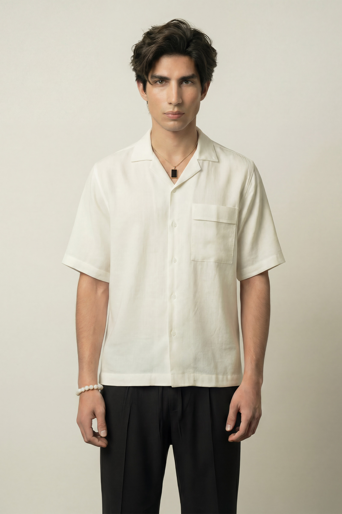 Oversized Cuban Shirt - White - FA