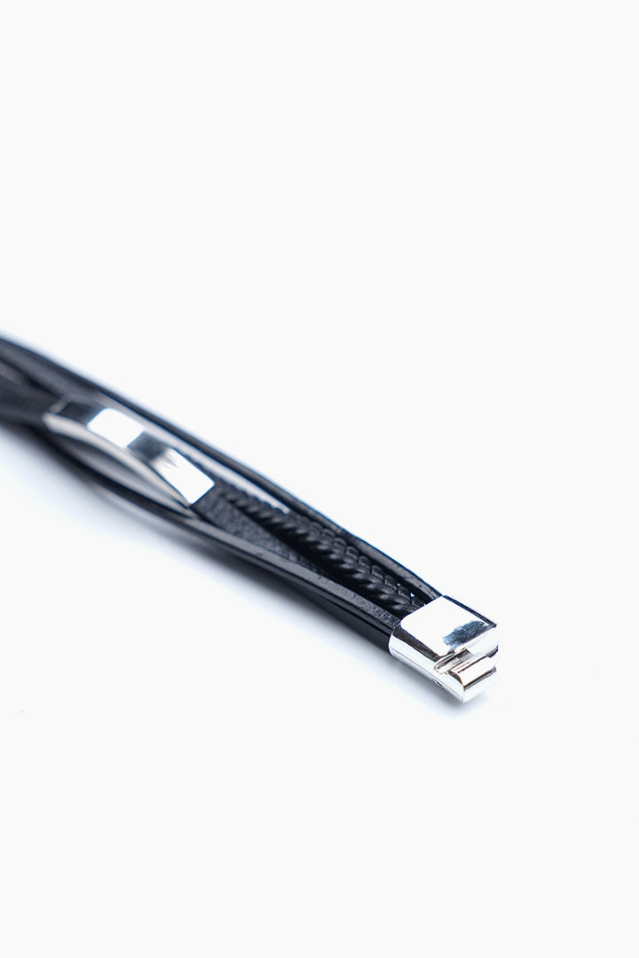 Multi-Layer Black Bracelet with Silver Bar