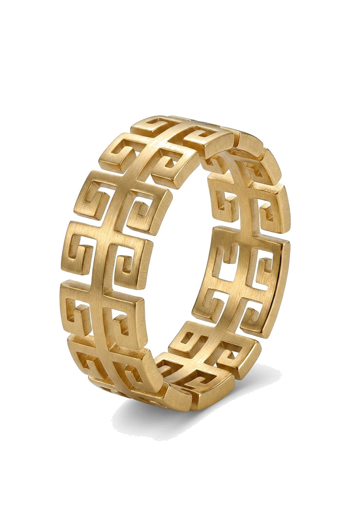 Cutout Greek Fret Ring - Gold