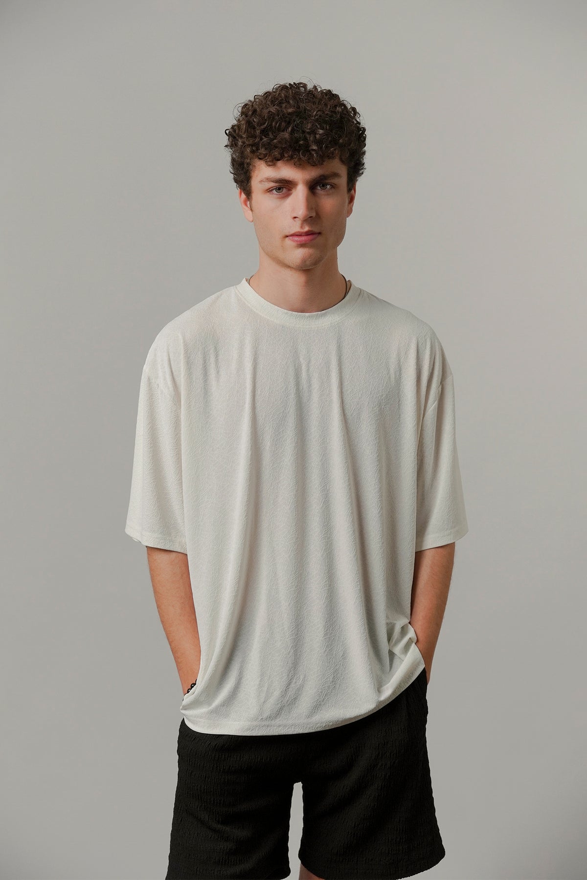 Oversized Texture Crew T-Shirt - Off-White alternate view