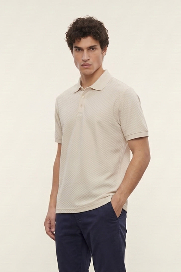 Jacquard Textured Polo - Beige