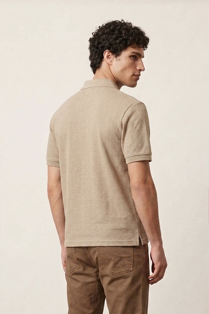 Jacquard Textured Polo - Sand alternate view