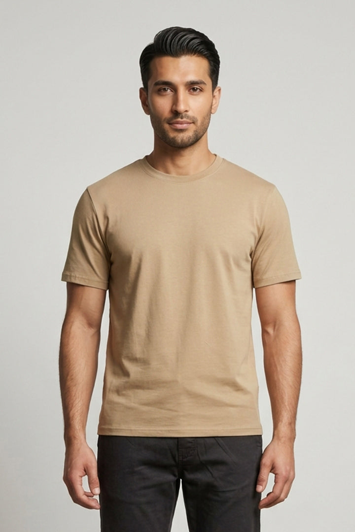 Crew Neck T-Shirt - Beige