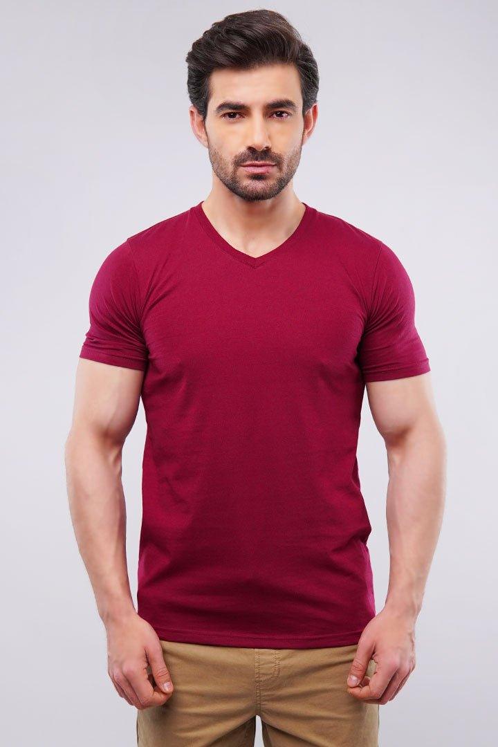 V-Neck T-Shirt - Maroon
