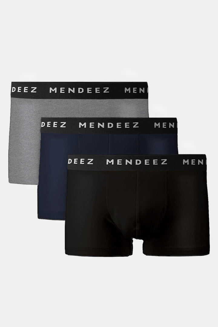 Boxer Trunks - Black, Navy Blue & Grey Pack Of 3