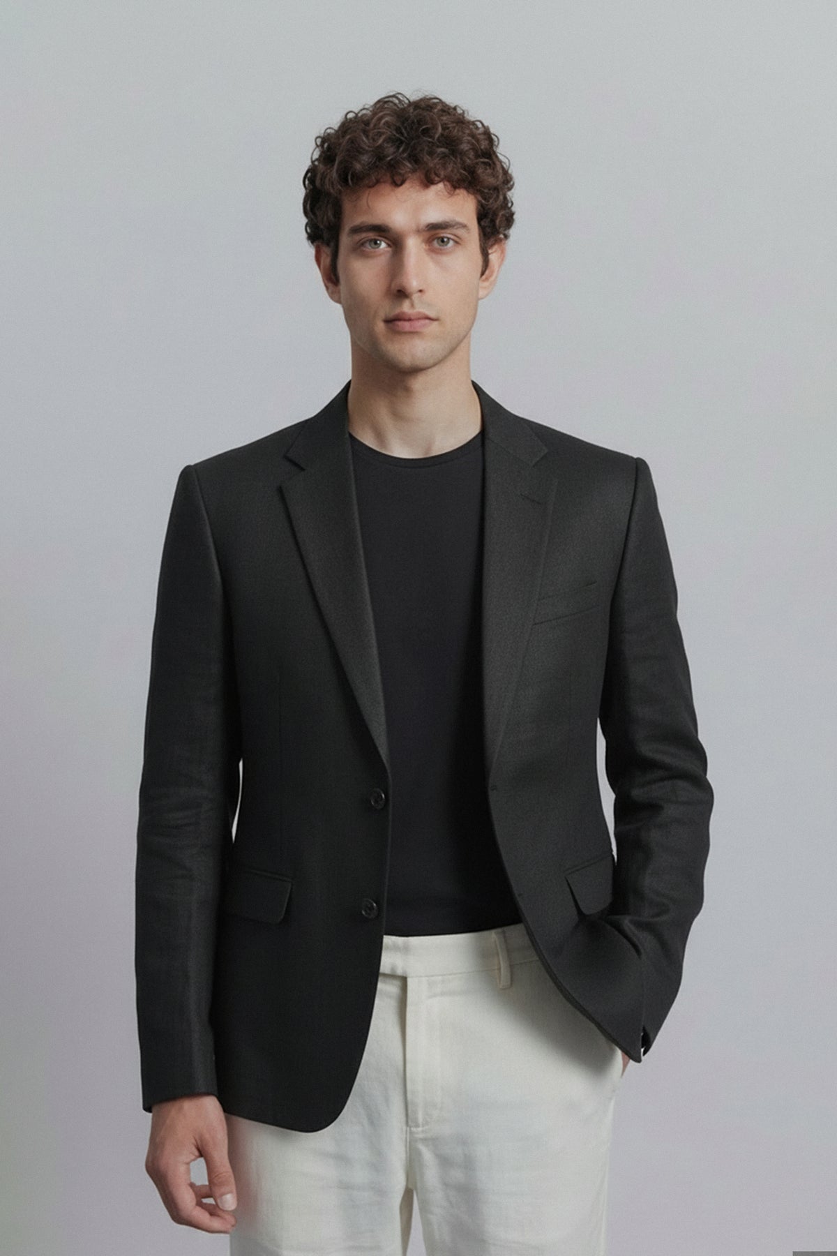 Linen Blazer - Black - FA