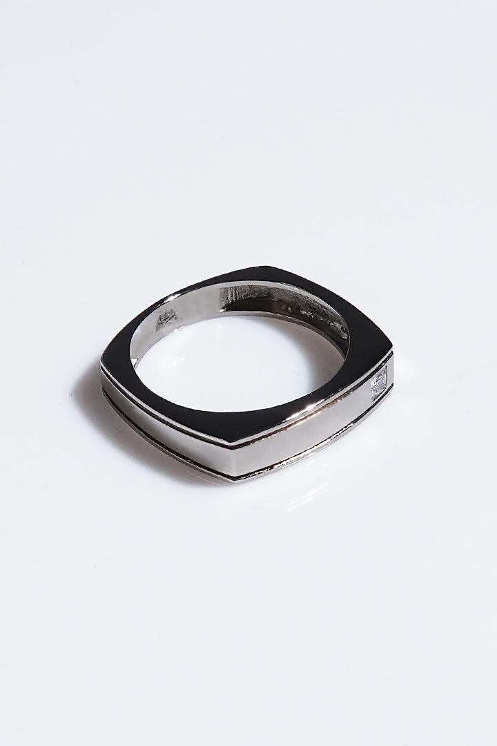 Square Signet Stone Ring - Grey