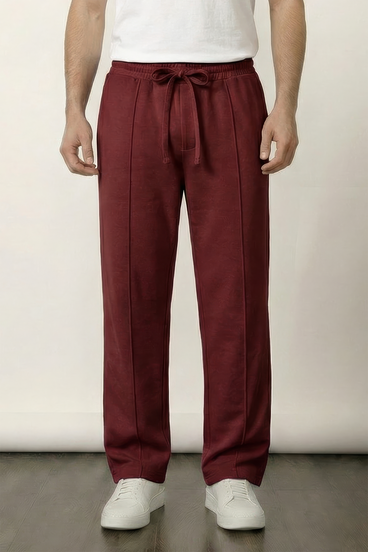 Pintex Jogger Pants - Wine