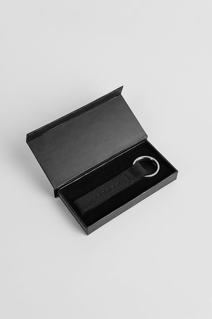 Leather Keychain - Black alternate view